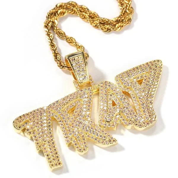 18K Gold Full CZ TRAP Alphabet Pendant