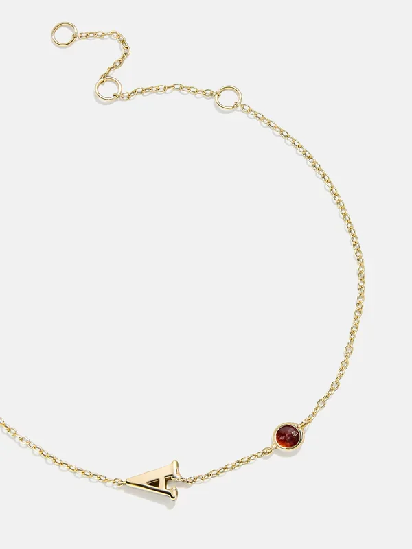 18K Gold Initial Birthstone Custom Bracelet – Ruby
