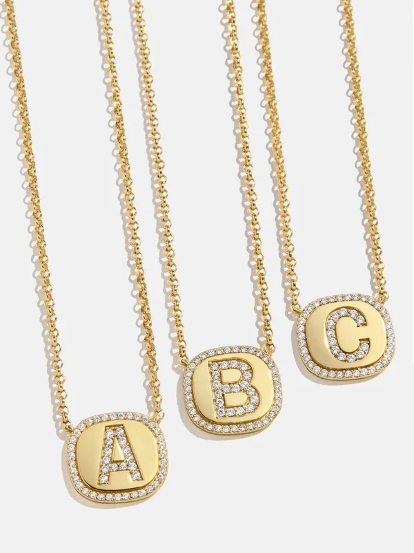 18K Gold Initial Pendant Necklace – Gold/Pavé