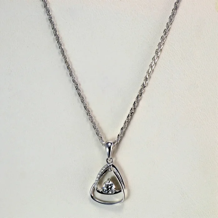 18k Interlocking Triangle Diamond Pendant Necklace | 0.19ctw | 16”|