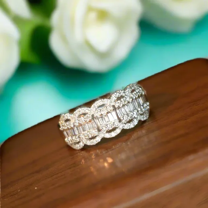 18k Solid Gold Diamond OptionWedding Band
