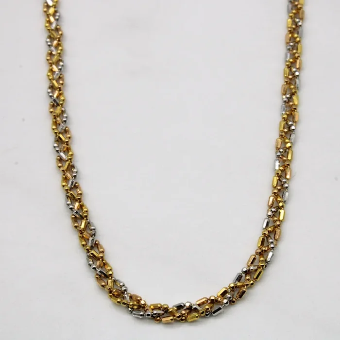 18k Tri Tone Braided Bead Chain | 15.5″ |