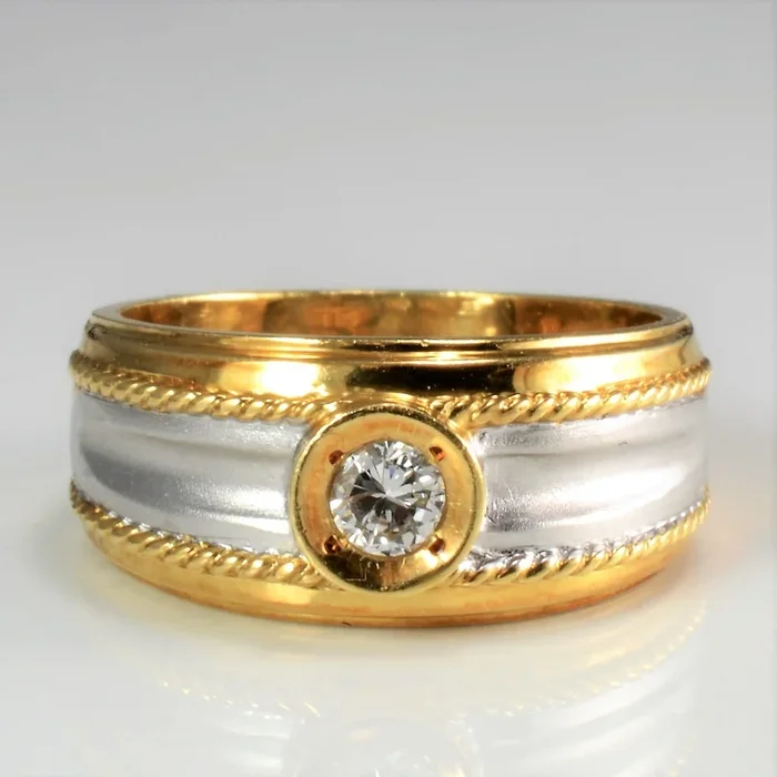 18K Two Tone Bezel Set Diamond Band | 0.18 ct | SZ 6.25 |