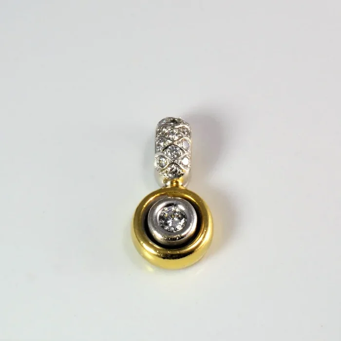 18k Two Tone Gold Bezel Set Diamond Pendant | 0.46ctw |