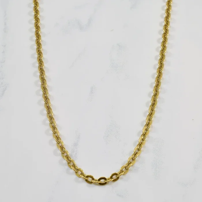 18k Yellow Gold Flat Link Cable Chain | 22″ |