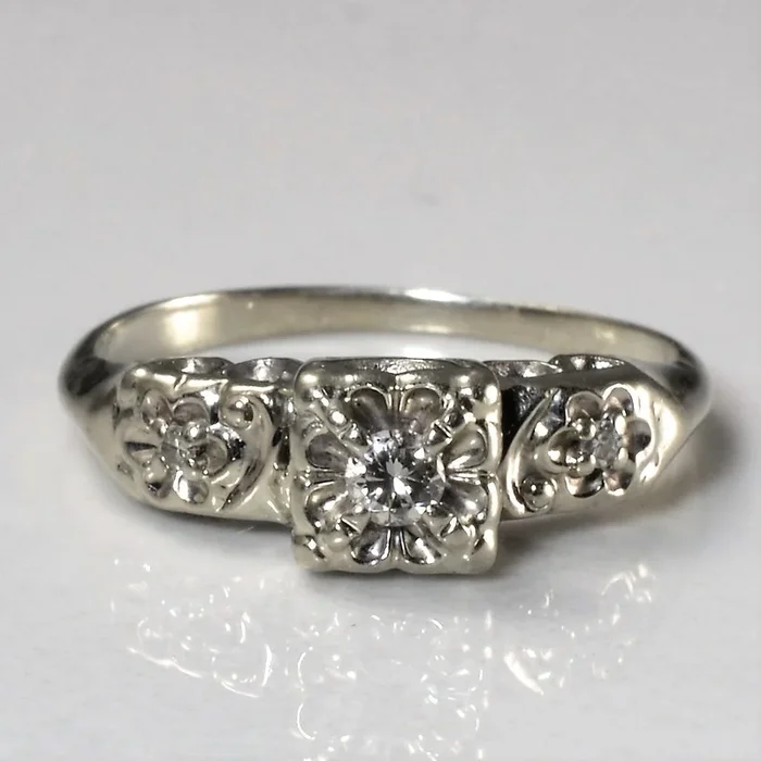 1940s Three Stone Diamond Ring | 0.07ctw | SZ 5 |