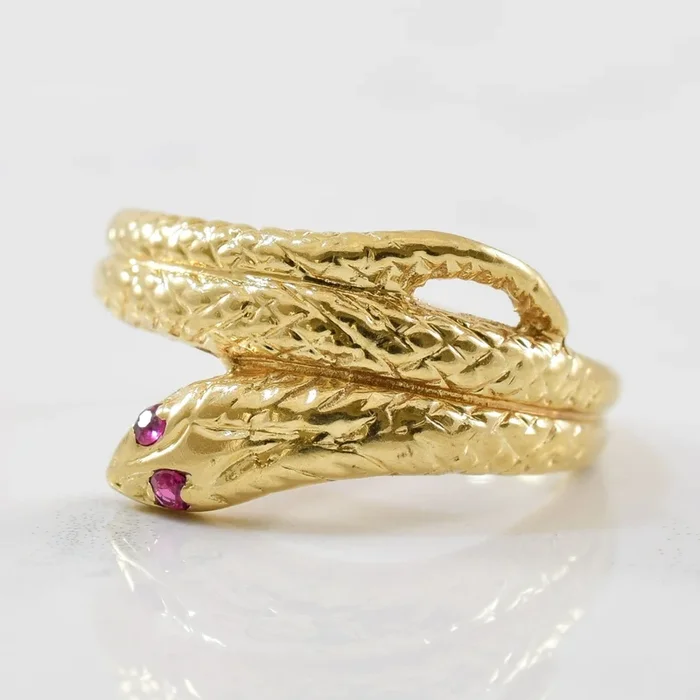1960s Ruby Eyed Snake Ring | 0.04 ctw | SZ 6.75 |