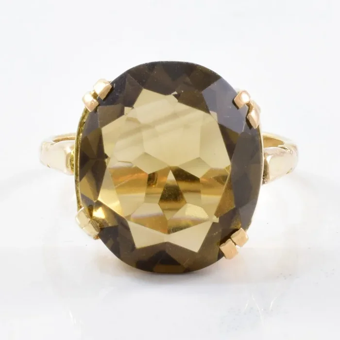 1970s Solitaire Smoky Quartz Ring | 5.85ct | SZ 5.25 |