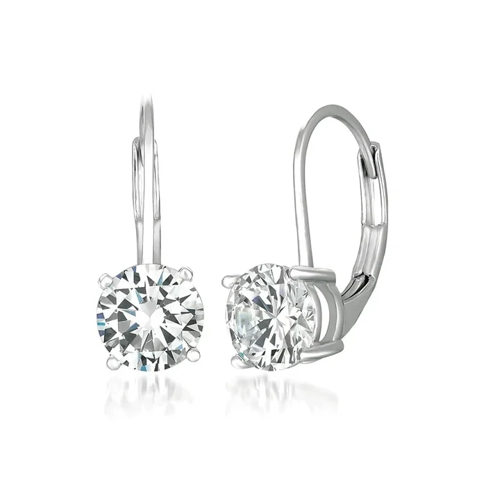 1ct Brilliant Lever Back Drop Earrings Finished in Platinum