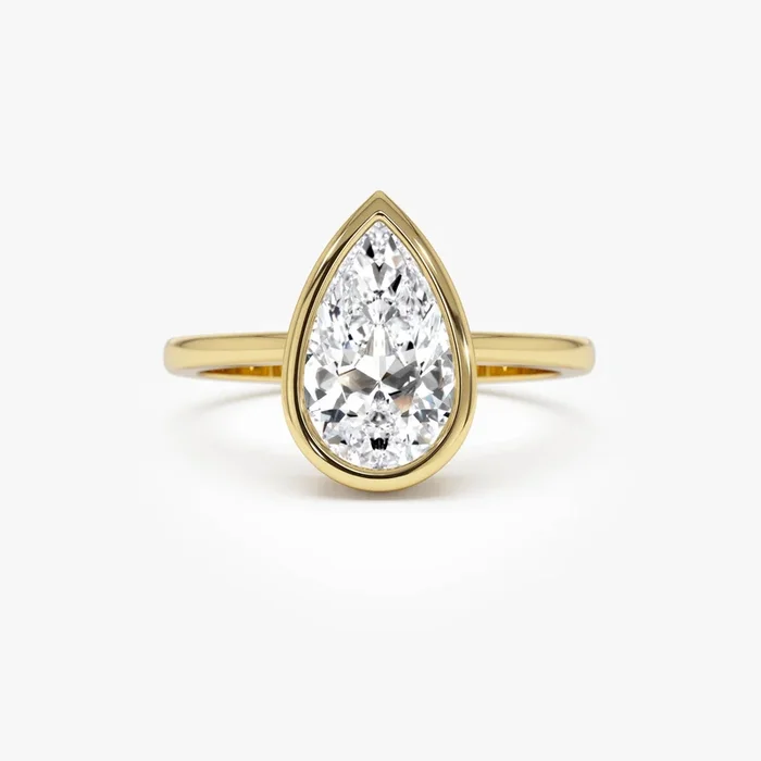 2.00 Ct Pear Shape Lab Grown Bezel Setting Diamond Engagement Ring – Marina