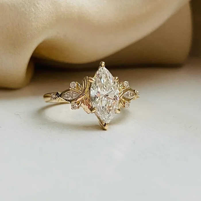 2.10 CT Bright Lab Grown Vintage Inspired Engagement Royal Marquise Diamond Ring