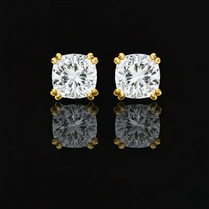 2.24 TCW Timeless Cushion Cut Lab Grown Stud Earrings Set in Elegant Prong Settings with Brilliant Sparkle
