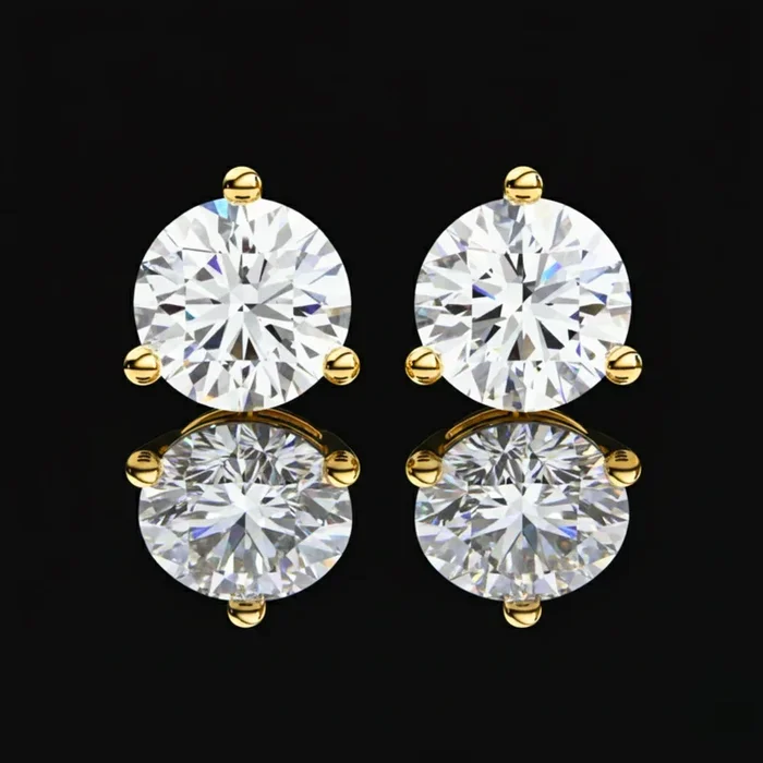 2.57 TCW Premium Moissanite Round Diamond Stud Earrings Luxury Gift with Classic Three Prong Setting
