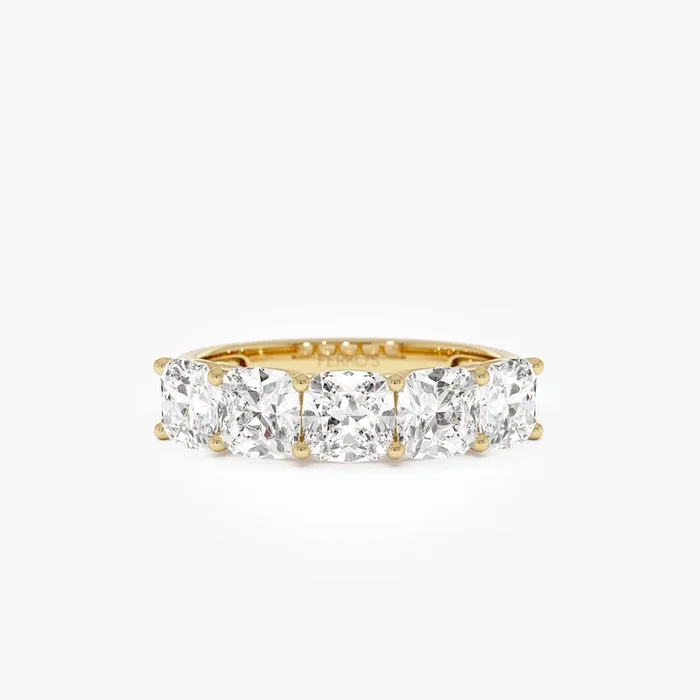 2.65 ctw 14k Prong Setting Five Stone Cushion Cut Lab Grown Diamond Anniversary Ring – Tonia