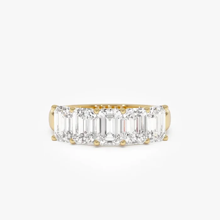 2.65 ctw 14k Prong Setting Five Stone Emerald Cut Lab Grown Diamond Anniversary Ring – Lucia
