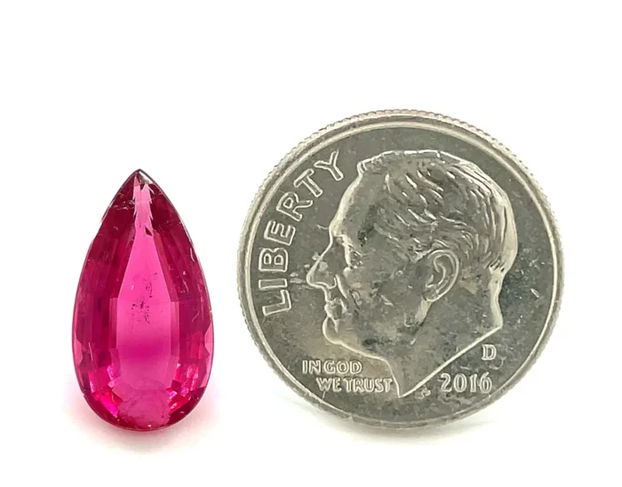 2.70 Carat Elongated Pear Shape Rubellite Tourmaline, Unset Loose Gemstone