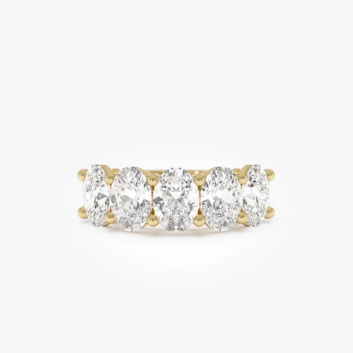 2.75 ctw 14k Prong Setting Five Stone Oval Shape Lab Grown Diamond Anniversary Ring – Giada