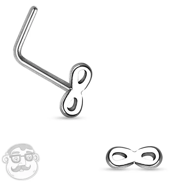 20G Infinity Top Stainless Steel L Bend Nose Ring
