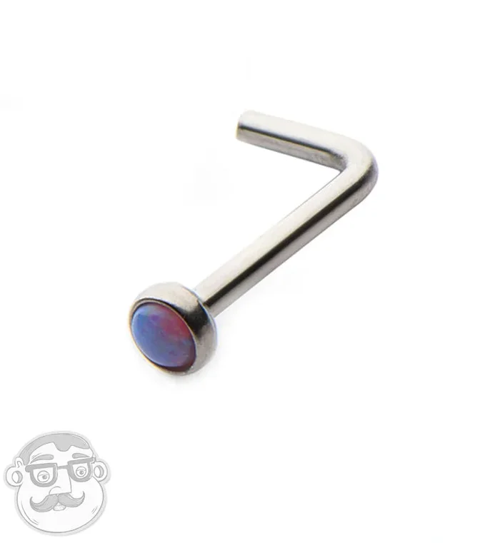 20G Pink Synthetic Opalite Stainless Steel L Bend