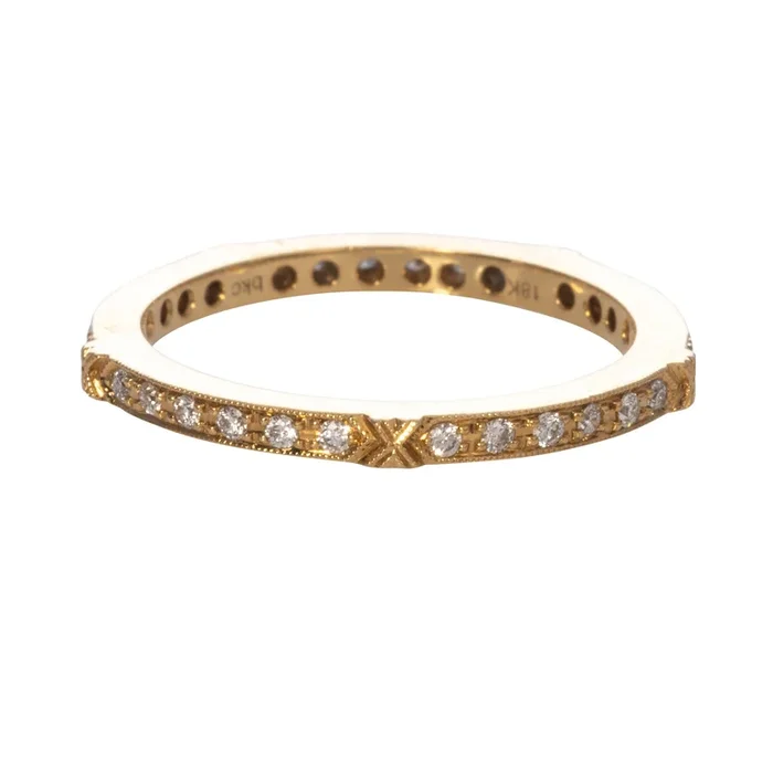 .22ctw Diamond Milgrain Eternity 18K Yellow Gold Band