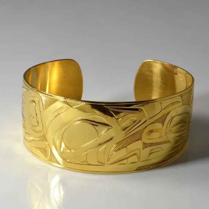 22k Yellow Gold Indigenous Art Cuff | 6″ |
