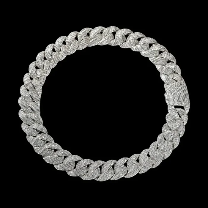 24mm Heavy Zirconia Cuban Chain in White Gold