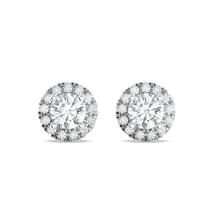 2ctw Lab Grown Diamond Halo Stud Earrings