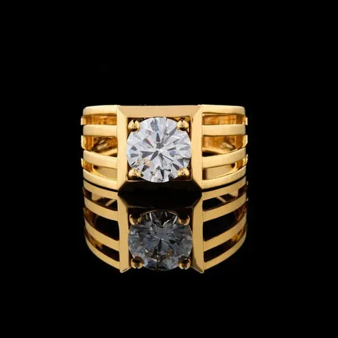 3.00 TCW Majestic Men’s Solitaire Ring with Round Brilliant Cut Moissanite Diamond Inspired Center Stone