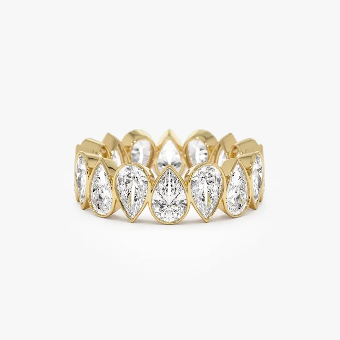 3.15 ctw 14k Bezel Setting Pear Shaped Lab Grown Diamond Eternity Ring – Lainey