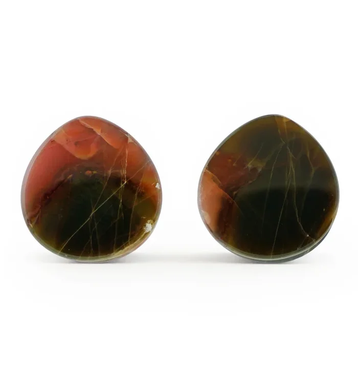 3/4″ (19mm) Timor Agate Teardrop Double Flare Plugs Version 1