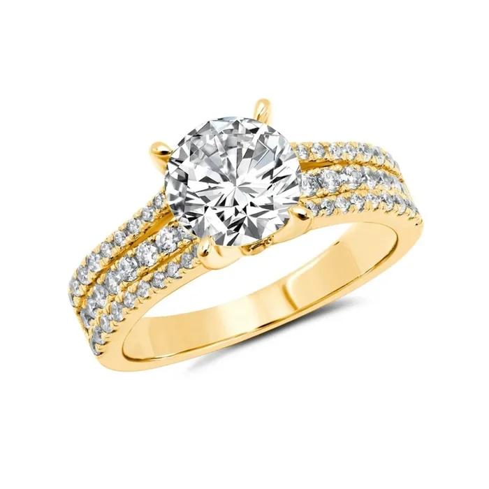 3 Band Brilliant Cut Ring Finished in Gold