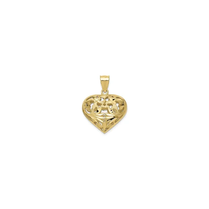 3-D Fancy Heart Pendant (14K)
