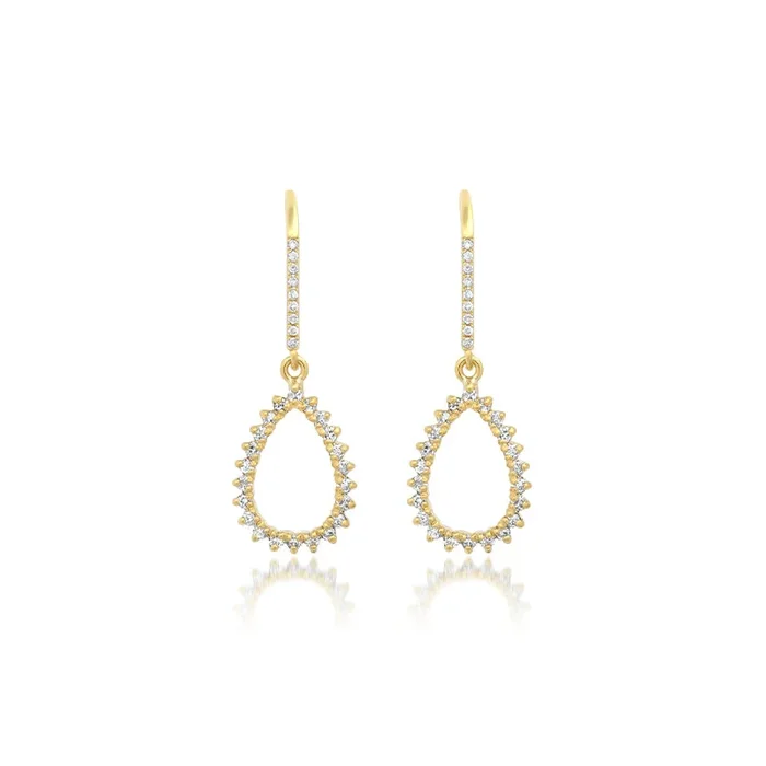 3-Prong Diamond Mini Open Teardrop Earrings