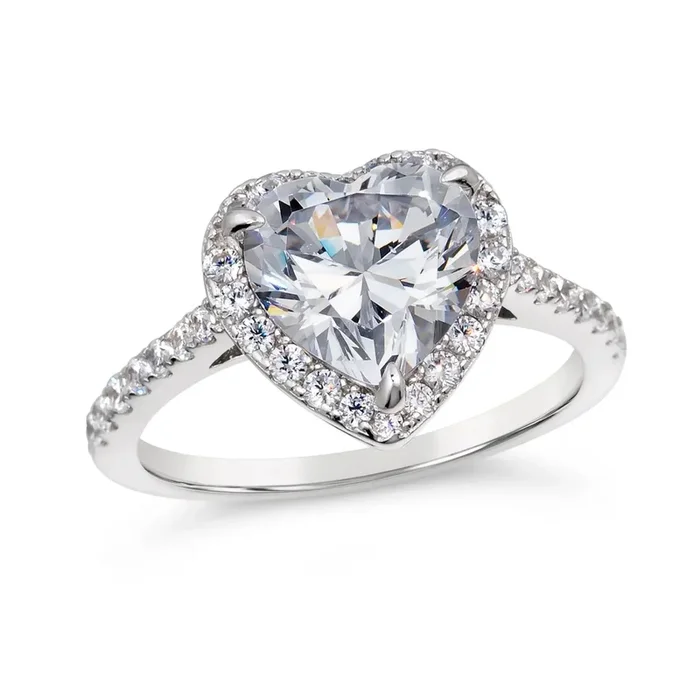 3ct White Diamond Heart Ring