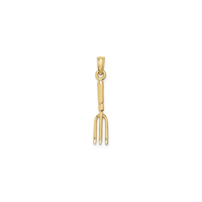 3D Gardening Fork Tool Pendant (14K)