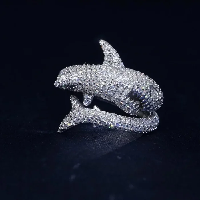 3D Shark Moissanite S925 Iced Ring