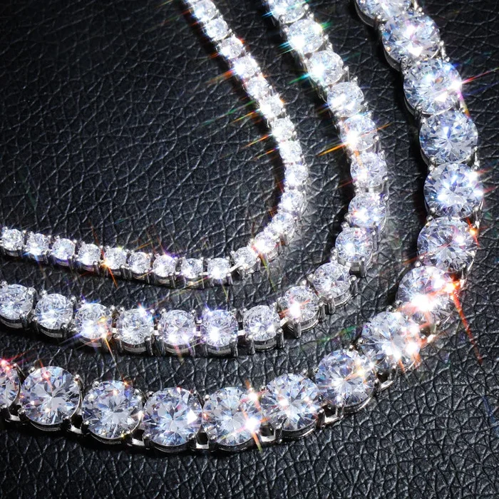 3mm-5mm Moissanite s925 Sterling Silver Tennis Chain (GRA Certificate + Free FedEx Shipping)