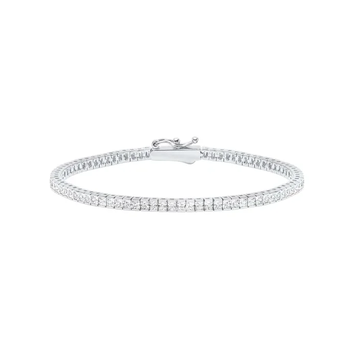 3mm Small Princess Tennis Bracelet in Platinum