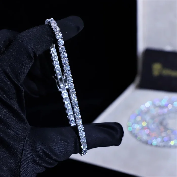 3mm White Gold Plated Round Cut Diamond Tennis Bracelet