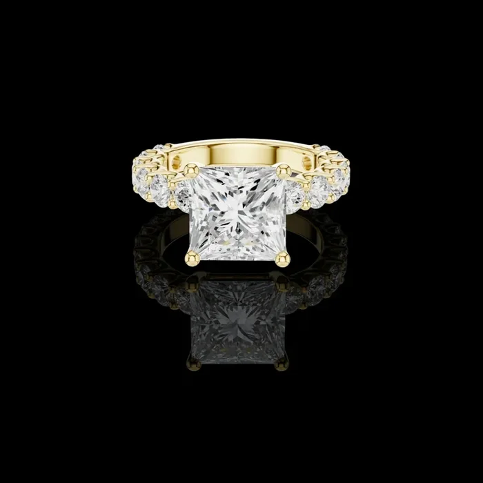 4.00 CT Sparkling Princess Cut with Brilliant Side Moissanite Diamonds Modern Wedding Ring For Her