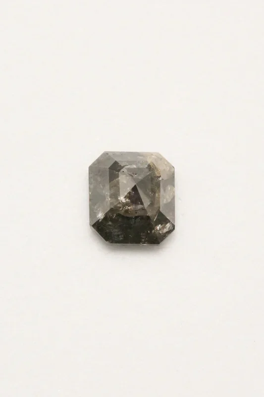 4.12ct 9.75 x 8.65 x 5.05mm DOUBLE CUT ASSCHER SALT & PEPPER DIAMOND
