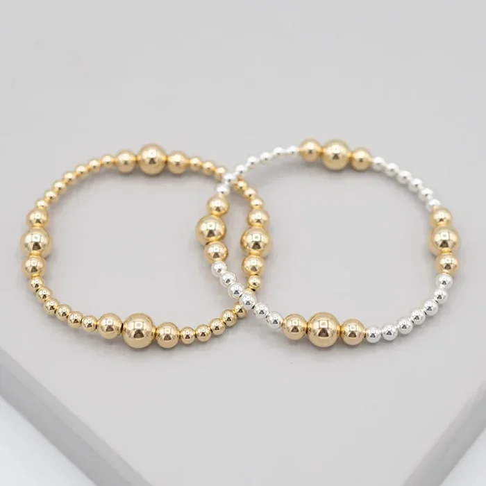 4mm & 8mm 14k Gold Filled Beaded Lux Station Bracelet
