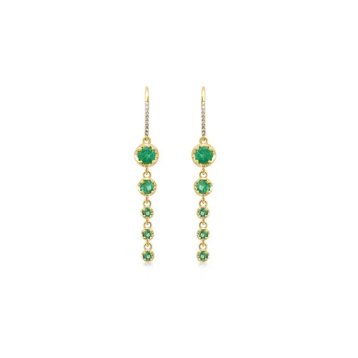 5 Graduated Illusion Set Emerald Earrings