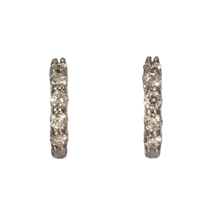.50ctw Diamond 14K White Gold Huggie Hoop Earrings