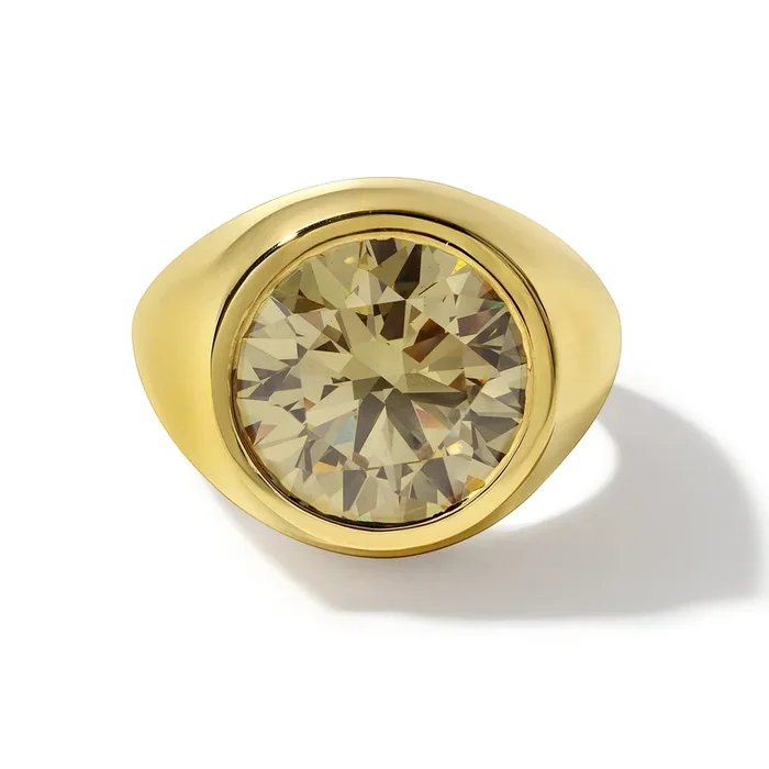 5ct Round Cut Yellow Lab Grown Diamond Ring Set in 18KT Yellow Gold