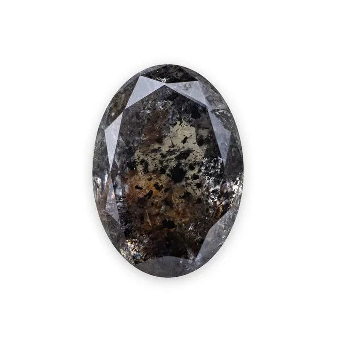 6ct 13.6×9.53×4.90mm OVAL DOUBLE CUT SALT & PEPPER DIAMOND