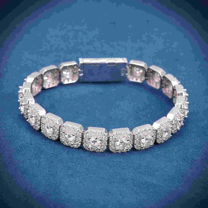 6MM Moissanite Clustered Tennis Bracelet 14K Gold