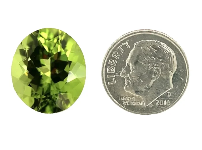 7.34 Carat Peridot Oval, Unset Loose 3-Stone Engagement Ring, Pendant Gemstone