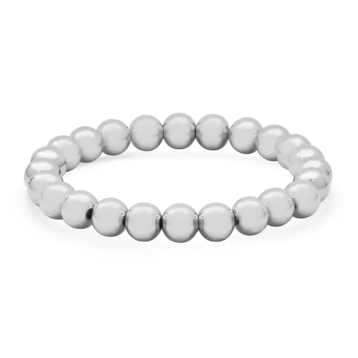 8 MM STRETCH BRACELET, SILVER