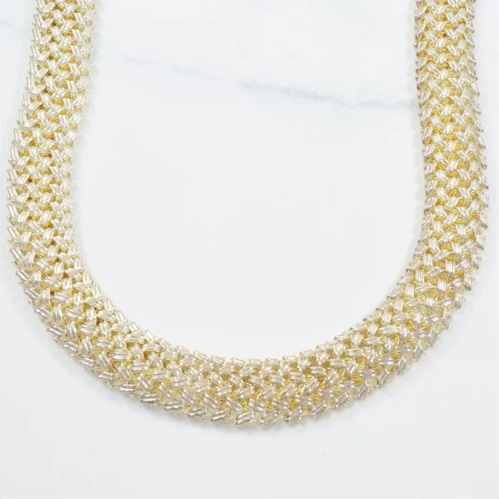 ‘Birks’ Woven Silver Necklace | 18″ |